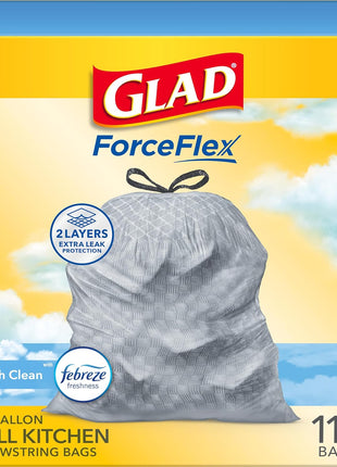 Glad Tall Kitchen Drawstring Trash Bags - Odorshield 13 Gallon White Trash Bag, Febreze Fresh Clean, 110 Count | Febreze Freshness, Rip and Tear Resistant, Fresh Clean Scented Garbage Bags, Household Essentials