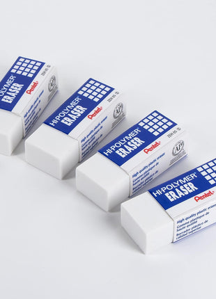 Pentel Hi-Polymer Block Eraser Small White, Pack of 4 (ZEH05BP4)
