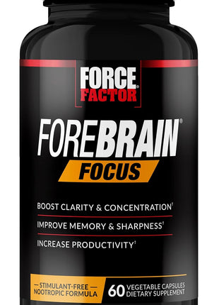 Force Factor Forebrain Focus Brain Booster | Brain Supplement to Boost Clarity & Concentration, Memory & Sharpness, Nootropic Brain Support Supplement, 60 Capsules