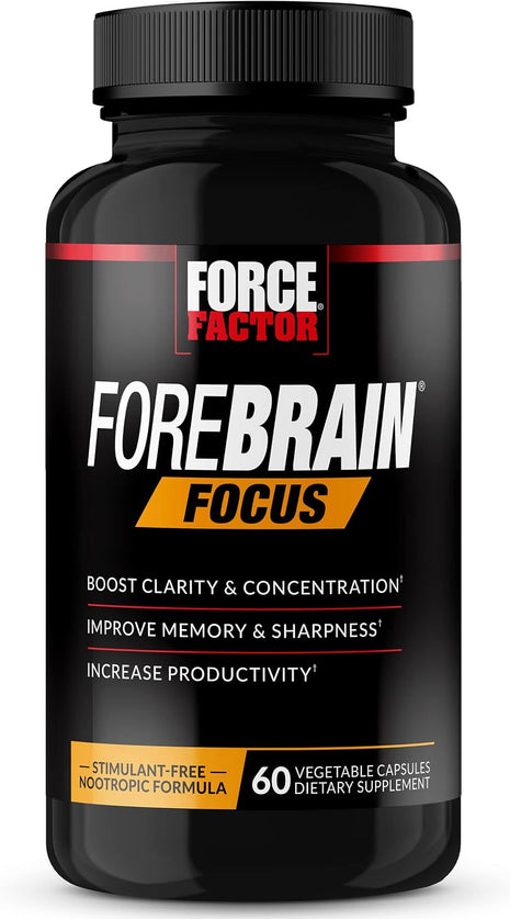 Force Factor Forebrain Focus Brain Booster | Brain Supplement to Boost Clarity & Concentration, Memory & Sharpness, Nootropic Brain Support Supplement, 60 Capsules