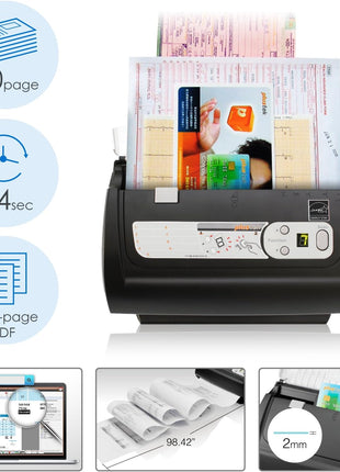 Plustek PS186 Desktop Document Scanner, with 50-Pages Auto Document Feeder (ADF). for Windows 7/8 / 10/11 (Intel/AMD only)