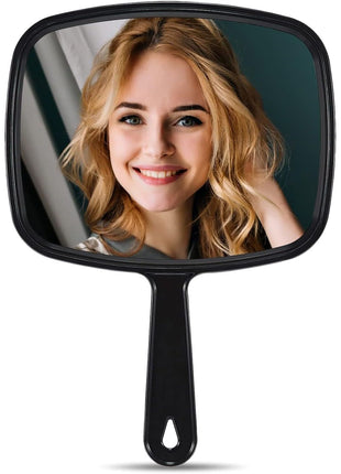 9.3" L x 6.7" W Hand Mirror, Handheld Mirror with Handle, Black