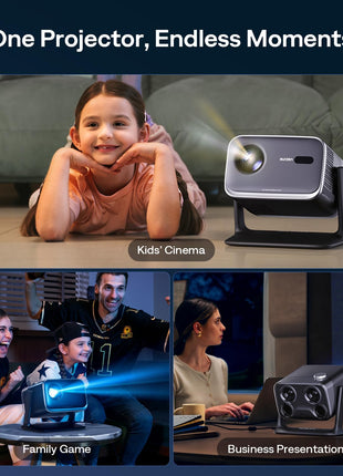 Aurzen BOOM mini Google TV Smart Projector with WiFi and Bluetooth, Voice Control, Family Mode, 20W Dolby Audio, Real-Time Focus,4K Supported Movie Projector for Bedroom/Home/Outdoor Live Sports,Black