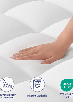 ELEMUSE Twin XL Mattress Topper for College Dorm, Thick Pillow Top Bed Pad | Extra long twin mattress pad with deep pocket, plush college dorm room essential for girls & guys, ideal for back to school
