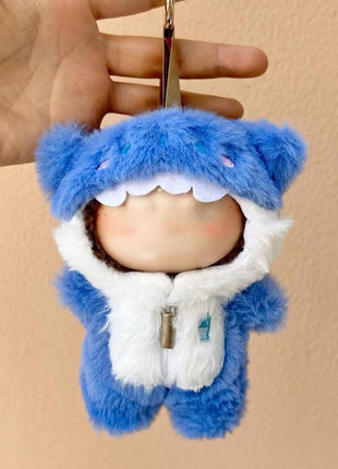 Clothes for labubu Dolls - Cute Shark Outfit for 6.7 Inch (17cm) 1-Piece Marine-Themed Costume Accessory, Friends (Doll Not Included) - Perfect for Collectors and Dress-Up (No Doll) (Blue)