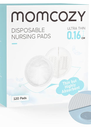 Momcozy Ultra-Thin Disposable Nursing Pads, Super Absorbent and Breathable Breastfeeding Pads, Make The Breasts Light and Unburdened, 3D Shape for The Best Fit, Individually Packaged（120 Count）