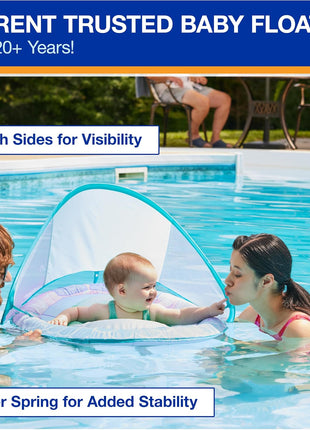 SwimWays Baby Spring Float with Adjustable Canopy and UPF Sun Protection, Blue Lobster