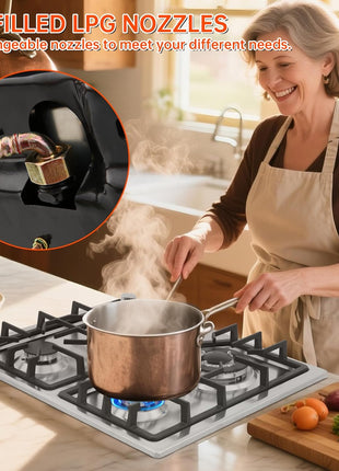 22′′x20′′ Built in Gas Cooktop 4 Burners Stainless Steel Stove with NG/LPG Conversion Kit Thermocouple Protection and Easy to Clean (20Wx22L)