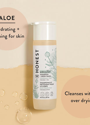 The Honest Company 2-in-1 Baby Shampoo & Body Wash, Fragrance-Free, Tear-Free, Hypoallergenic, Naturally Derived, Sensitive Skin, 10 fl oz