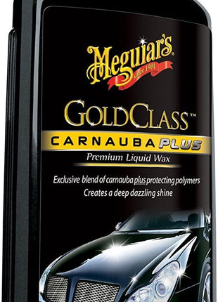 Meguiar's Gold Class Carnauba Plus Premium Liquid Wax Kit, Car Detailing Kit with a Pure Carnauba Wax Blend and a Foam Applicator Pad for Keeping Glossy Paint Protected Like a Pro, 16 Oz Bottle