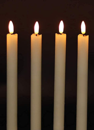 GenSwin Flameless Ivory Taper Candles Flickering with 10-Key Remote, Battery Operated Led Warm 3D Wick Light Window Candles Real Wax Pack of 6, Christmas Home Wedding Decor(0.78 X 9.64 Inch)