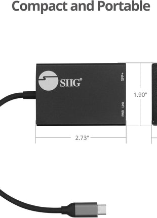 SIIG USB-C to SFP Fiber Gigabit Ethernet Adapter, 1 Gbps, Power Saving Mode IEEE 802.3az, Secure Network Connectivity, Heat Dissipation, Windows and Mac - TAA Compliant (JU-NE0D11-S1)