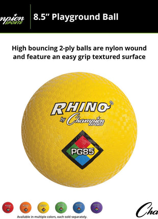 Champion Sports Playground Balls – Single Balls & Sets, Multiple Colors, Durable Nylon-Wound Construction for Kickball & Indoor/Outdoor Play