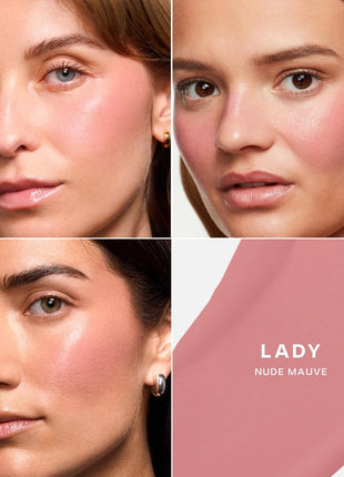 Saie Dewy Glow Duo - Dew Liquid Blush - (.40 oz, Lady), Glossybounce Lip Gloss-Oil Hybrid (.17 oz, Bubble) - Hydrating, Vegan Makeup for Radiant Cheeks & Lips