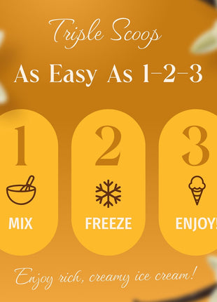 Triple Scoop - Premium Vanilla Ice Cream Mix For Ice Cream Maker. Simple, Easy, Delicious. From Gourmet Mix To Maker in 5 Minutes, Makes 2 Creamy Quarts. Made in USA. (1 Pack, Vanilla)