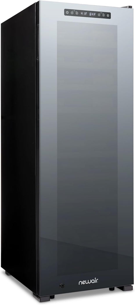 NewAir Shadow Series Wine Cooler Refrigerator 56 Bottles Dual Temperature Zones, Freestanding Mirrored Wine and Beverage Fridge with Double-Layer Tempered Glass Door & Compressor Cooling for Wine