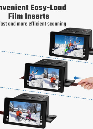 Digital Film & Slide Scanner with 5 Inch LCD Screen, Converts Color & B&W 135/110/126 KPK Negatives & Slides and Super 8 Slides into 22MP JPEG Photos