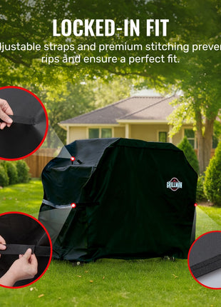 Grillman Grill Cover, BBQ Outdoor Grill Covers, Charcoal, Gas Grills, Waterproof, Rip-Proof, Weather-Resistant, Anti-UV, Barbecue Cover for Weber, Genesis, Charbroil, Nexgrill, etc (Black, 58 Inch)