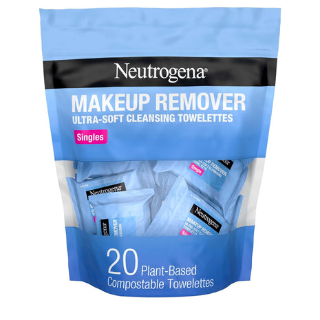 Neutrogena Makeup Remover Towelettes for Face with Micellar Water Daily Alcohol-Free Gently Removes Oil Dirt and Waterproof Makeup in a Simple Fully Plant-Based Cloth, 25 ct