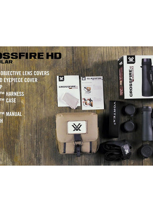Vortex Optics Crossfire HD 10x42 Binoculars - HD Optical System, Tripod Adaptable, Rubber Armor, Waterproof, Fogproof, Shockproof, Included GlassPak - Unlimited, Unconditional Warranty