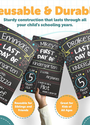 First Day Last Day of School Chalkboard Double Sided Sign - 12 inch x 7.9 inch