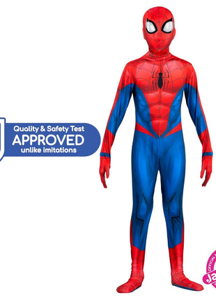 Marvel Spider-Man Official Youth Deluxe Zentai Costume - Deluxe Two-Way Stretch Spandex with Invisible Zippers and Wrist Openings for Added Convenience (XS) Multi