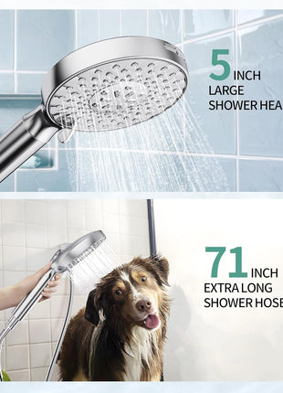 SR SUN RISE Filtered Shower Head with Handheld High Pressure 9 Spray Mode Showerhead Detachable Shower Head Water Softener Filters Beads for Hard Water Remove Chlorine 1 Filter Chrome