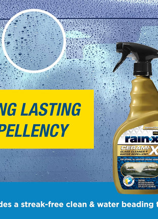 Rain-X 630177SRP Cerami-X Glass Cleaner + Water Repellent, 23oz - Cleaning Effectively While Remaining Streak Free, Protecting Against Contaminants and Stains