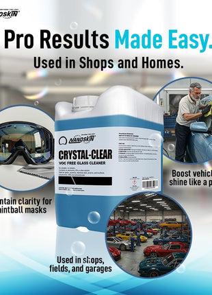Nanoskin CRYSTAL-CLEAR VOC-Free Glass Cleaner 5 Gallon - Ultra-Concentrated, Eco-Friendly, Streak-Free Finish | Versatile Use for 40:1 Dilution | Perfectly Safe for Auto, Home, Garage & Beyond