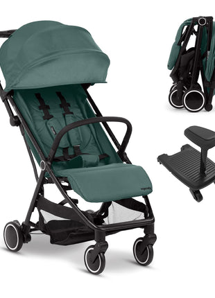 Ingenuity 3D Travelmate Pro Lightweight Travel Stroller with Fold-Away Ride-On Board for Toddlers, Airplane Overhead Bin Compatible, Car Seat Ready, One-Hand Fold