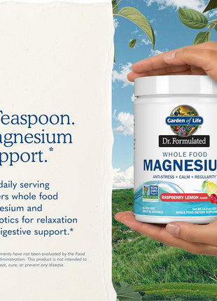 Garden of Life Dr. Formulated Magnesium Powder, Raspberry Lemon, 85 Doses