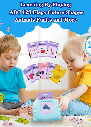 QuTZ ABC Talking Flash Cards for Toddlers 2-4, Autism Toys, Speech Therapy Toys, Educational ABC Learning Talking Sight Words Flash Cards Kindergarten for Boys and Girls, 248 Sight Words Blue