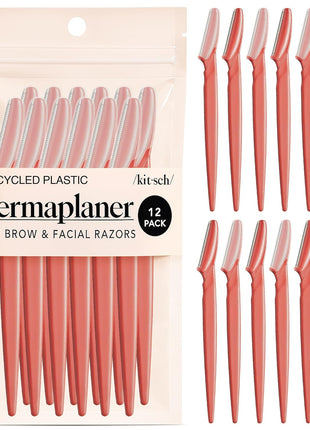 Kitsch Dermaplane Razor for Women Face – Face Razors for Women & Men, Eye Brow Razors & Face Shaver – Exfoliating Facial Razor & Dermaplaner as Skin Care Tool for Smoother Skin - Terracotta, 12 pcs