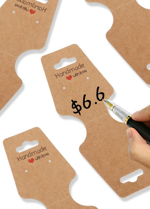 200PCS Bracelet Display Cards Necklace Holder Cards Self Adhesive Jewelry Packaging Selling Card for Small Business (Brown, 1.8x4.7 inches)