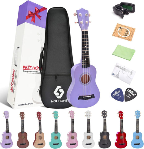Soprano Ukulele Beginner Pack, 21 Inch Basswood kids Ukuleles Starter Kit with Gig Bag Spare Strings Tuner and Picks. (purple)