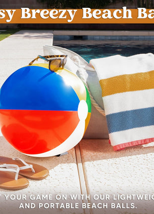JOYIN 4-Pack 20" Beach Balls - Large Rainbow Beach Ball Inflatable Pool Toys for Party Supplies Decorations, Adults Kids Birthday Luau Summer Beach Water Games Beachball Party Favors