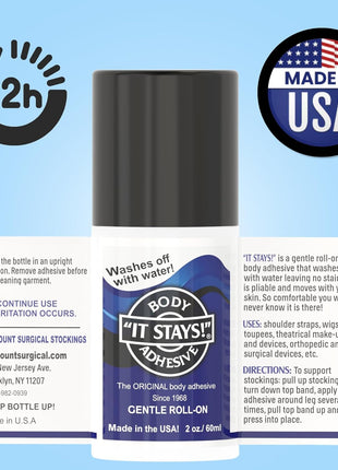 Mojo Compression Socks - It Stays! Butt Glue for Dancers Roll On - Body Adhesive Glue Applicator for Wigs, Socks, Stockings, Leotards, Bras, Costumes and Clothing - Made in USA - 2 oz