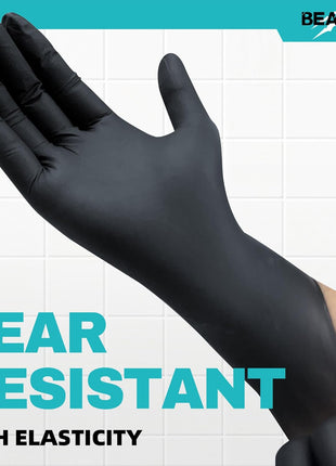 Beastek Black Nitrile Exam Gloves, 4.0 Mil, 100 Pcs Disposable Gloves Powder-Free Latex-Free for Medical, Cooking, Food-Safe (Large)