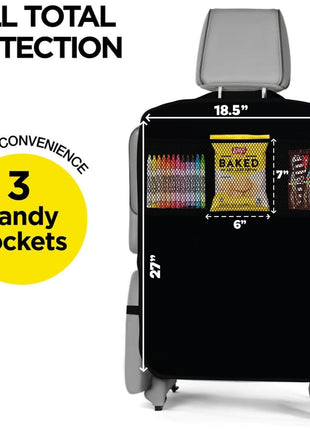 lebogner Back Seat Cover For Kids + 3 Pocket Storage Organizer, 2 Pack X-Large Waterproof Kick Mats Backseat Protector, Car Seat Back Protectors For Vehicles To Protect From Dirt, Mud & Scratches