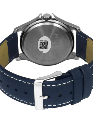 Helix by Timex Analog Watch for Man with Blue Round Dial & Blue Leather Strap Band Water Resistant Men's Wrist Watches - TW055HG01
