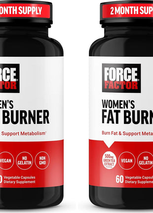 Force Factor Women's Fat Burner, Metabolism Booster, and Weight-Loss Supplement Support, Green Tea Fat Burner Weight-Loss Pills to Help with Energy, Diet, and Exercise, Vegan, Non-GMO, 60 Capsules