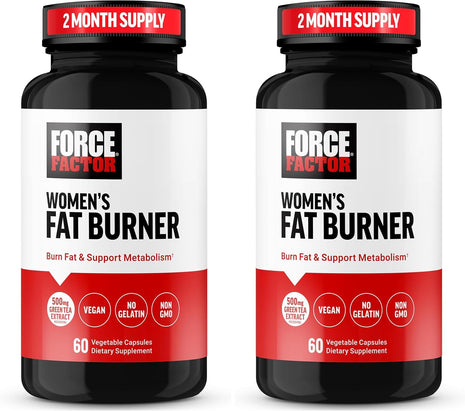 Force Factor Women's Fat Burner, Metabolism Booster, and Weight-Loss Supplement Support, Green Tea Fat Burner Weight-Loss Pills to Help with Energy, Diet, and Exercise, Vegan, Non-GMO, 60 Capsules