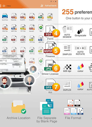 Plustek PS186 Desktop Document Scanner, with 50-Pages Auto Document Feeder (ADF). for Windows 7/8 / 10/11 (Intel/AMD only)