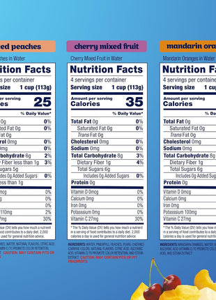 Dole Diced Peaches, Mandarin Oranges, and Cherry Mixed Fruit with No Sugar Added Variety Pack - Dole Fruit Bowls Snacks - 4 oz Bowls - 12 Pack