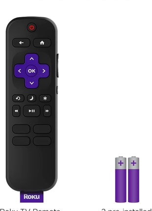 Roku TV Remote Control (Official Manufacturer Product) | Simple Setup & Pre-Set App Shortcuts - Replacement Remote Compatible with RokuTV Models ONLY (Not Roku Players)