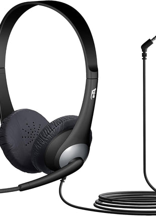Cyber Acoustics Stereo Headset (AC-204), 3.5mm Stereo & Y-Adapter, Home, K12 School Classroom and Education