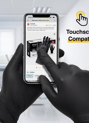 Schneider Gloves Disposable Latex Free, Black Nitrile Gloves Medium Powder Free for Medical, Cooking, Cleaning, Food Prep
