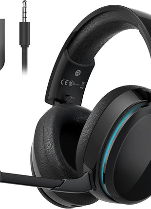 2.4GHz Wireless Gaming Headset for PS5, PS4 Fortnite & Call of Duty/FPS Gamers, PC, Nintendo Switch, Bluetooth 5.3 Gaming Headphones with Noise Canceling Mic, Stereo Sound, 40+Hr Battery -White