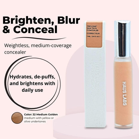 HAUS LABS BY LADY GAGA Triclone Skin Tech Hydrating + De-puffing Concealer with Fermented Arnica 32 Medium Golden
