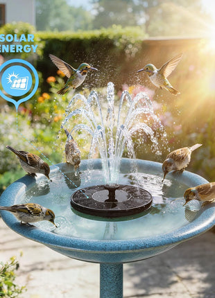 Mademax Solar Bird Bath Fountains, Upgrade 1.4W Solar Fountain Pump with 6 Nozzles, Free Standing Floating Solar Powered Water Fountain Pump for Bird Bath, Garden, Pond, Pool, Outdoor